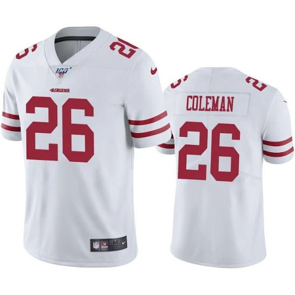 Men San Francisco 49ers #26 Tevin Coleman Nike White 100th Limited NFL Jersey